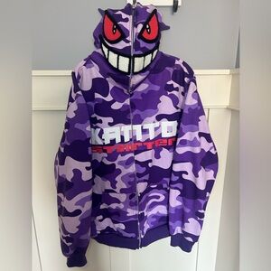 Kanto Starter Gengar purple camo full zip with velcro face